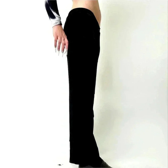 Vintage Y2k Low Rise Wide Flare Leg Velour Pants by WildCat - M - Picture 4 of 6